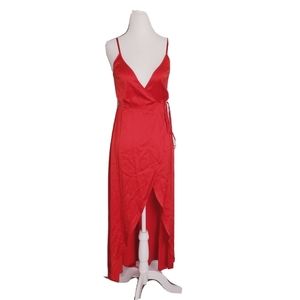 Reformation Getty Red Wrap Dress